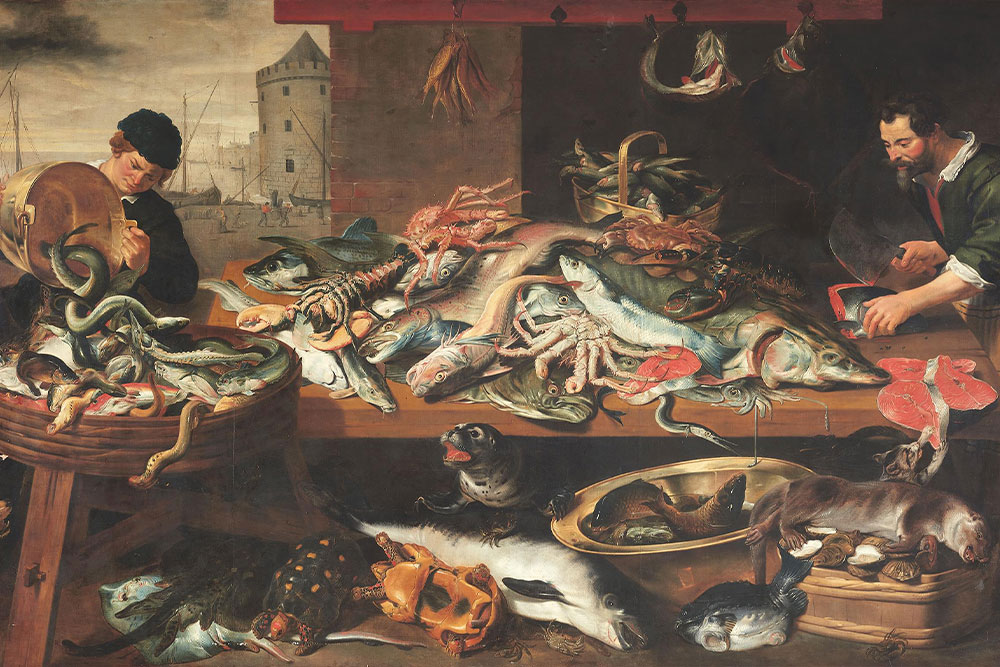 A lively scene of a fish market achieves an outstanding result