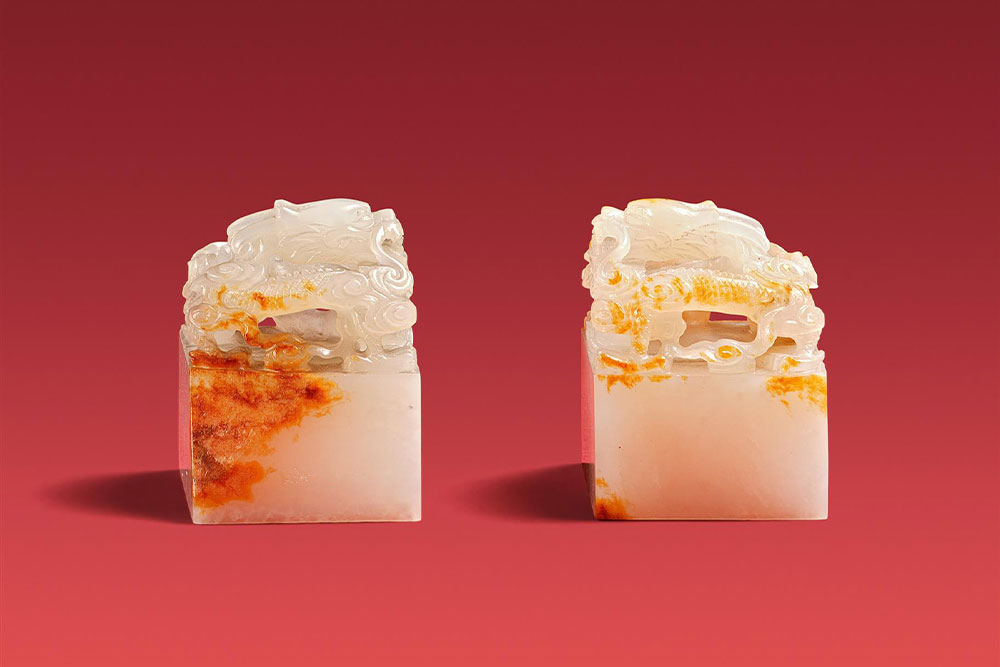 Imperial jade seals from China and Japanese woodcut prints and netsuke please bidders