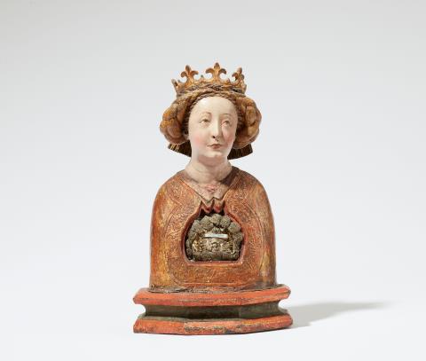 
    
            
                    A carved Gothic reliquary bust of a holy queen
                
        
