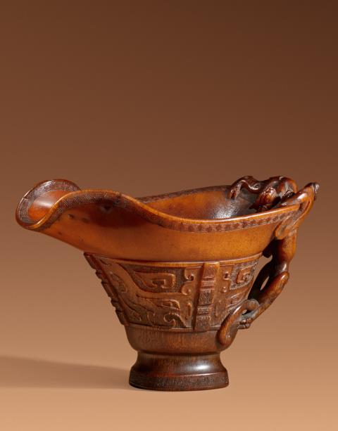
    
            
                    A fine archaistic rhinoceros libation cup. Ming dynasty (1368-1644), 17th century
                
        

