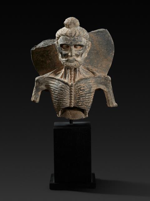 
    
            
                    A Gandharan grey schist bust of Emaciated Buddha. Pakistan, Gandhara. Kushan period, 2nd/3rd century
                
        
